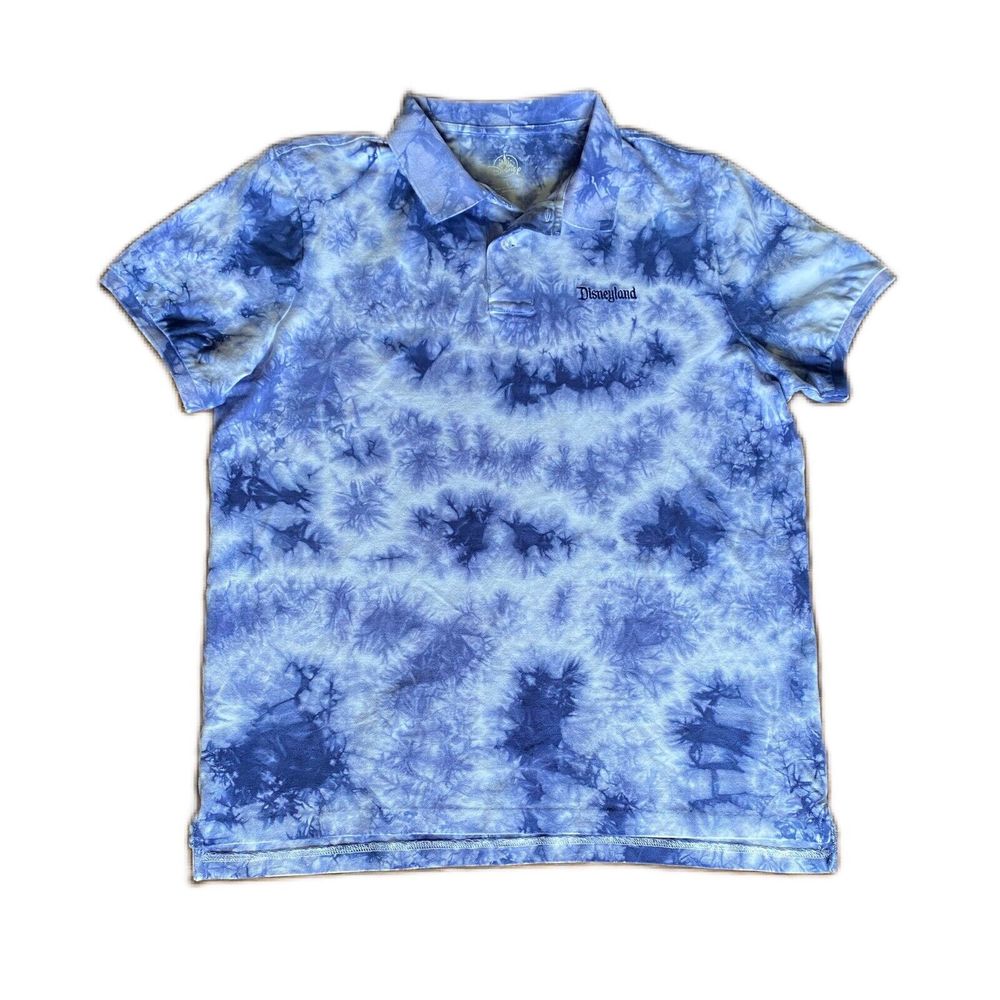 Disney Disneyland Blue Tie-Dye 2 Button Polo Shirt for Men Unisex L